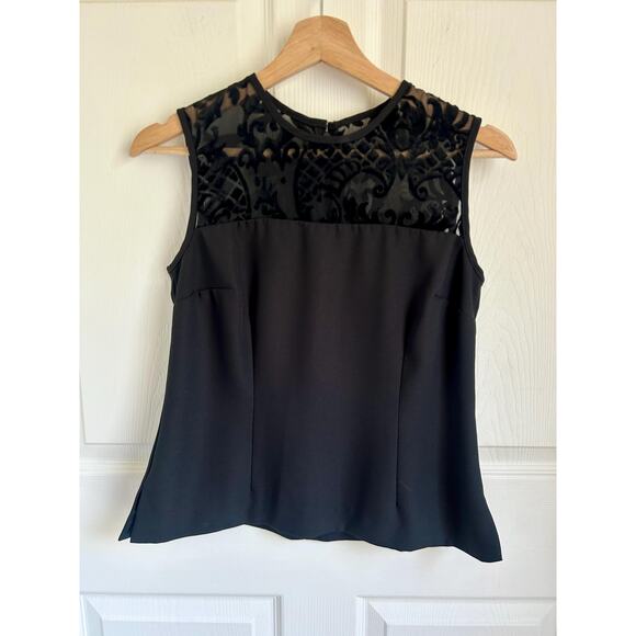 Vintage 90's Black Lace Rayon Blend Sleeveless Shell Size Small | 90's Fashion - Picture 1 of 5